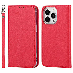 Coque Portefeuille Livre Cuir Etui Clapet L08 pour Apple iPhone 14 Pro Max Rouge