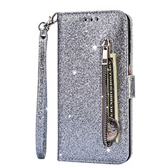 Coque Portefeuille Livre Cuir Etui Clapet L08 pour Samsung Galaxy S20 Ultra 5G Argent