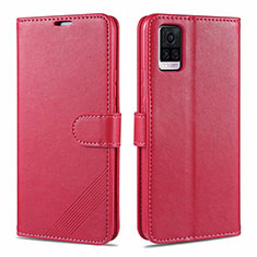 Coque Portefeuille Livre Cuir Etui Clapet L08 pour Vivo V20 Pro 5G Rouge