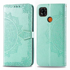 Coque Portefeuille Livre Cuir Etui Clapet L08 pour Xiaomi POCO C3 Pastel Vert