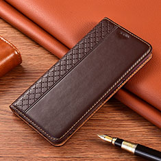 Coque Portefeuille Livre Cuir Etui Clapet L08 pour Xiaomi Poco X3 NFC Marron