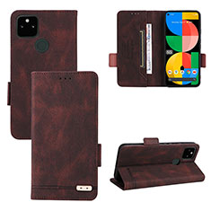 Coque Portefeuille Livre Cuir Etui Clapet L08Z pour Google Pixel 5a 5G Marron