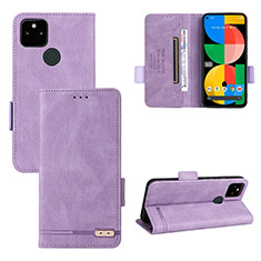 Coque Portefeuille Livre Cuir Etui Clapet L08Z pour Google Pixel 5a 5G Violet