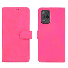 Coque Portefeuille Livre Cuir Etui Clapet L08Z pour Realme 8 5G Rose Rouge