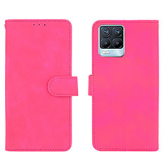 Coque Portefeuille Livre Cuir Etui Clapet L08Z pour Realme 8 Pro Rose Rouge