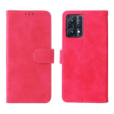 Coque Portefeuille Livre Cuir Etui Clapet L08Z pour Realme 9 5G Rose Rouge