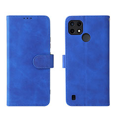 Coque Portefeuille Livre Cuir Etui Clapet L08Z pour Realme C25Y India Bleu