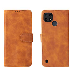 Coque Portefeuille Livre Cuir Etui Clapet L08Z pour Realme C25Y India Marron