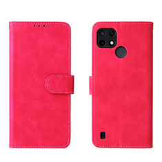 Coque Portefeuille Livre Cuir Etui Clapet L08Z pour Realme C25Y India Rose Rouge