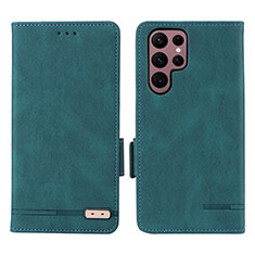 Coque Portefeuille Livre Cuir Etui Clapet L08Z pour Samsung Galaxy S22 Ultra 5G Vert