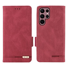 Coque Portefeuille Livre Cuir Etui Clapet L08Z pour Samsung Galaxy S24 Ultra 5G Rouge