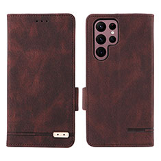 Coque Portefeuille Livre Cuir Etui Clapet L08Z pour Samsung Galaxy S25 Ultra 5G Marron