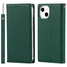 Coque Portefeuille Livre Cuir Etui Clapet L09 pour Apple iPhone 14 Plus Vert