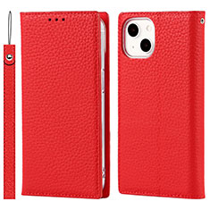 Coque Portefeuille Livre Cuir Etui Clapet L09 pour Apple iPhone 14 Rouge
