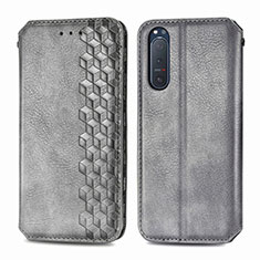 Coque Portefeuille Livre Cuir Etui Clapet L09 pour Sony Xperia 5 II Gris