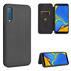 Coque Portefeuille Livre Cuir Etui Clapet L09Z pour Samsung Galaxy A7 (2018) A750 Noir