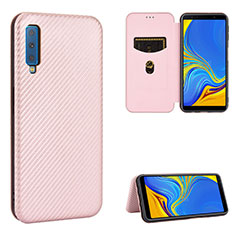 Coque Portefeuille Livre Cuir Etui Clapet L09Z pour Samsung Galaxy A7 (2018) A750 Or Rose