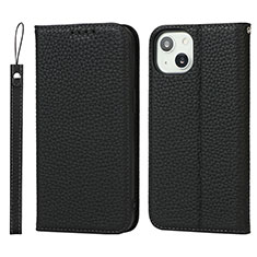 Coque Portefeuille Livre Cuir Etui Clapet L10 pour Apple iPhone 14 Noir