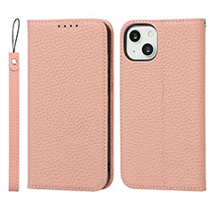 Coque Portefeuille Livre Cuir Etui Clapet L10 pour Apple iPhone 14 Or Rose