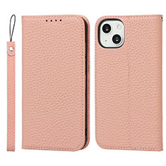 Coque Portefeuille Livre Cuir Etui Clapet L10 pour Apple iPhone 15 Or Rose