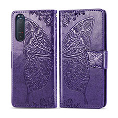 Coque Portefeuille Livre Cuir Etui Clapet L10 pour Sony Xperia 5 II Violet
