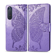 Coque Portefeuille Livre Cuir Etui Clapet L10 pour Sony Xperia 5 II Violet Clair