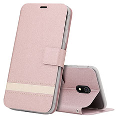 Coque Portefeuille Livre Cuir Etui Clapet L10 pour Xiaomi Redmi 8A Or Rose