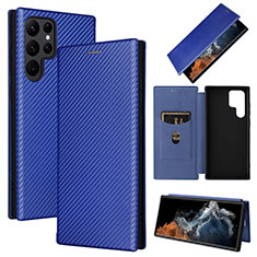 Coque Portefeuille Livre Cuir Etui Clapet L10Z pour Samsung Galaxy S21 Ultra 5G Bleu