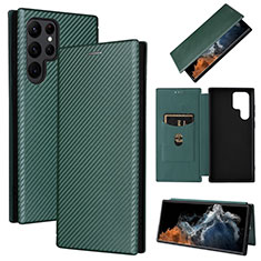 Coque Portefeuille Livre Cuir Etui Clapet L10Z pour Samsung Galaxy S21 Ultra 5G Vert