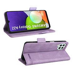 Coque Portefeuille Livre Cuir Etui Clapet L12Z pour Samsung Galaxy A22 4G Violet