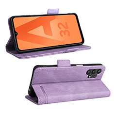 Coque Portefeuille Livre Cuir Etui Clapet L12Z pour Samsung Galaxy M32 5G Violet