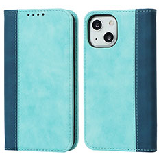 Coque Portefeuille Livre Cuir Etui Clapet L13 pour Apple iPhone 13 Bleu Ciel