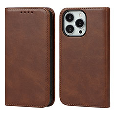 Coque Portefeuille Livre Cuir Etui Clapet L14 pour Apple iPhone 13 Pro Max Marron