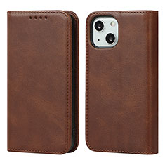 Coque Portefeuille Livre Cuir Etui Clapet L14 pour Apple iPhone 15 Marron