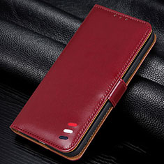 Coque Portefeuille Livre Cuir Etui Clapet L14 pour Huawei P40 Lite E Vin Rouge