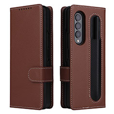 Coque Portefeuille Livre Cuir Etui Clapet L14Z pour Samsung Galaxy Z Fold3 5G Marron