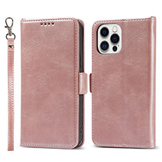 Coque Portefeuille Livre Cuir Etui Clapet L15 pour Apple iPhone 13 Pro Max Or Rose