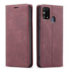 Coque Portefeuille Livre Cuir Etui Clapet L15 pour Samsung Galaxy M31 Prime Edition Vin Rouge