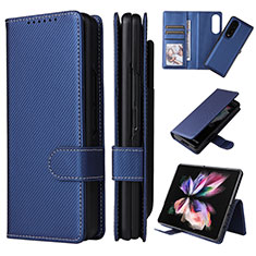 Coque Portefeuille Livre Cuir Etui Clapet L17Z pour Samsung Galaxy Z Fold3 5G Bleu