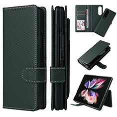 Coque Portefeuille Livre Cuir Etui Clapet L17Z pour Samsung Galaxy Z Fold3 5G Vert