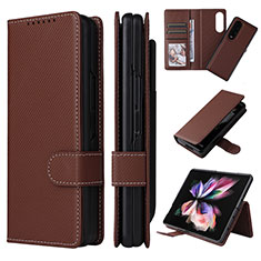 Coque Portefeuille Livre Cuir Etui Clapet L17Z pour Samsung Galaxy Z Fold4 5G Marron