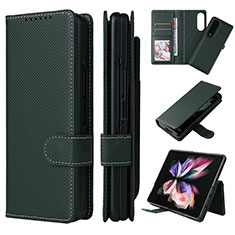 Coque Portefeuille Livre Cuir Etui Clapet L17Z pour Samsung Galaxy Z Fold4 5G Vert