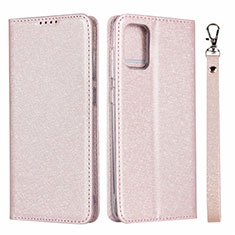 Coque Portefeuille Livre Cuir Etui Clapet L18 pour Samsung Galaxy A51 5G Or Rose