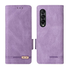 Coque Portefeuille Livre Cuir Etui Clapet L18Z pour Samsung Galaxy Z Fold3 5G Violet Clair