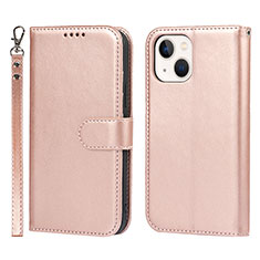 Coque Portefeuille Livre Cuir Etui Clapet L19 pour Apple iPhone 14 Or Rose