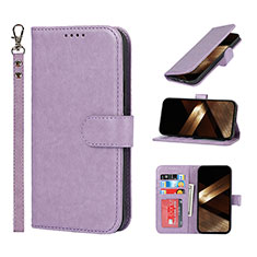 Coque Portefeuille Livre Cuir Etui Clapet L19 pour Apple iPhone 15 Pro Max Violet