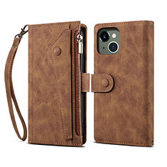 Coque Portefeuille Livre Cuir Etui Clapet L20 pour Apple iPhone 15 Marron