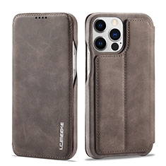 Coque Portefeuille Livre Cuir Etui Clapet LC1 pour Apple iPhone 13 Pro Gris