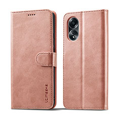 Coque Portefeuille Livre Cuir Etui Clapet LC1 pour Oppo A78 4G Or Rose