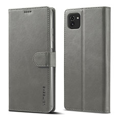 Coque Portefeuille Livre Cuir Etui Clapet LC1 pour Samsung Galaxy A03 Gris